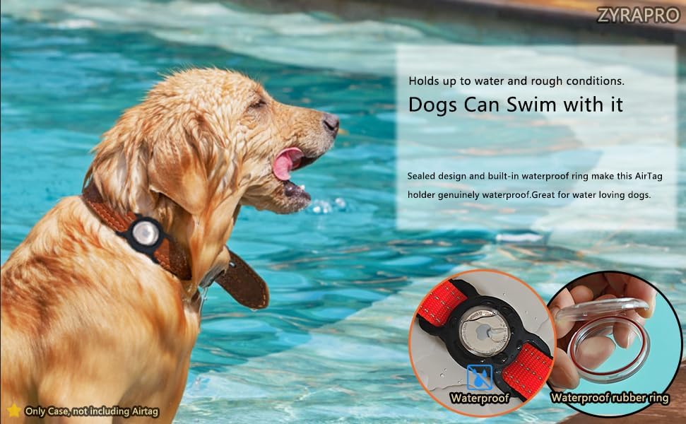 Dog Collar AirTag Holder Waterproof, 2 Pack Apple AirTag Case for Dogs, Dog Air Tag. Holder Collar for Pet Collar, Silicone Anti-Lost Airtag Protective Cover Black+Navy Blue