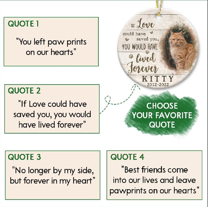 Memorial Ornaments, Memorial Gift for Loss of Cats, Pet Memorial Gifts, Sympathy Gift, Ceramic Keepsake in Loving Memory of Pet, Kitten