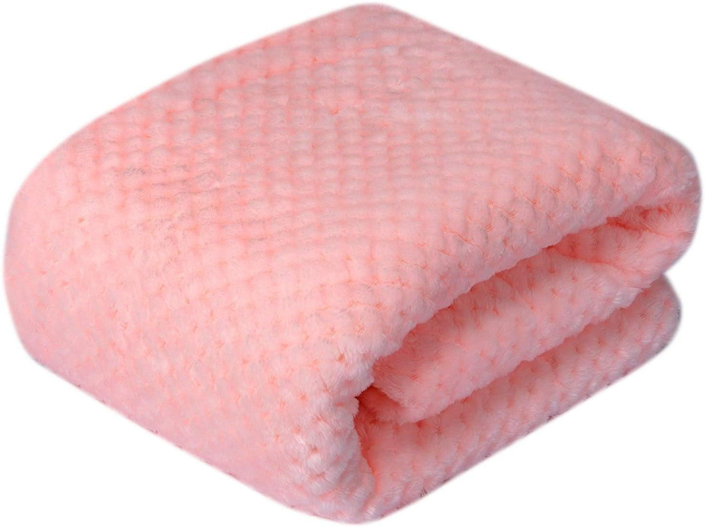 DW Plush Fleece Receiving Blanket for Dog, Cat, Pet - Warm & Soft, Couch, Sofa, Travel & Outdoor, Camping (24" x 32"), Baby Pink