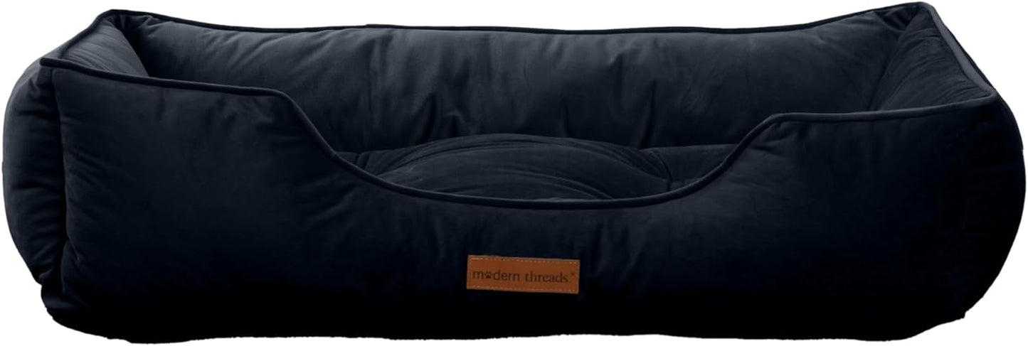 Modern Threads Luxury Dog Bed - Comfortable Tufted Velvet Cushion for Small to Large Dogs - Machine Washable - Durable & Cute Sleep Space for Pets - Pamper Your Pet with Cozy Beds - Denim