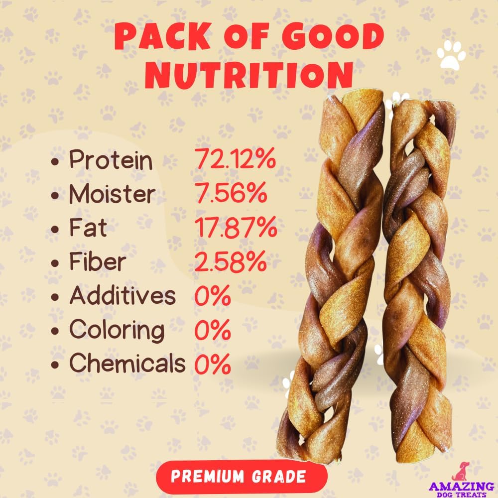 Amazing Dog Treats - 6 Inch Braided Collagen Sticks for Dogs - (10 Count) - Collagen Bully Sticks for Dogs