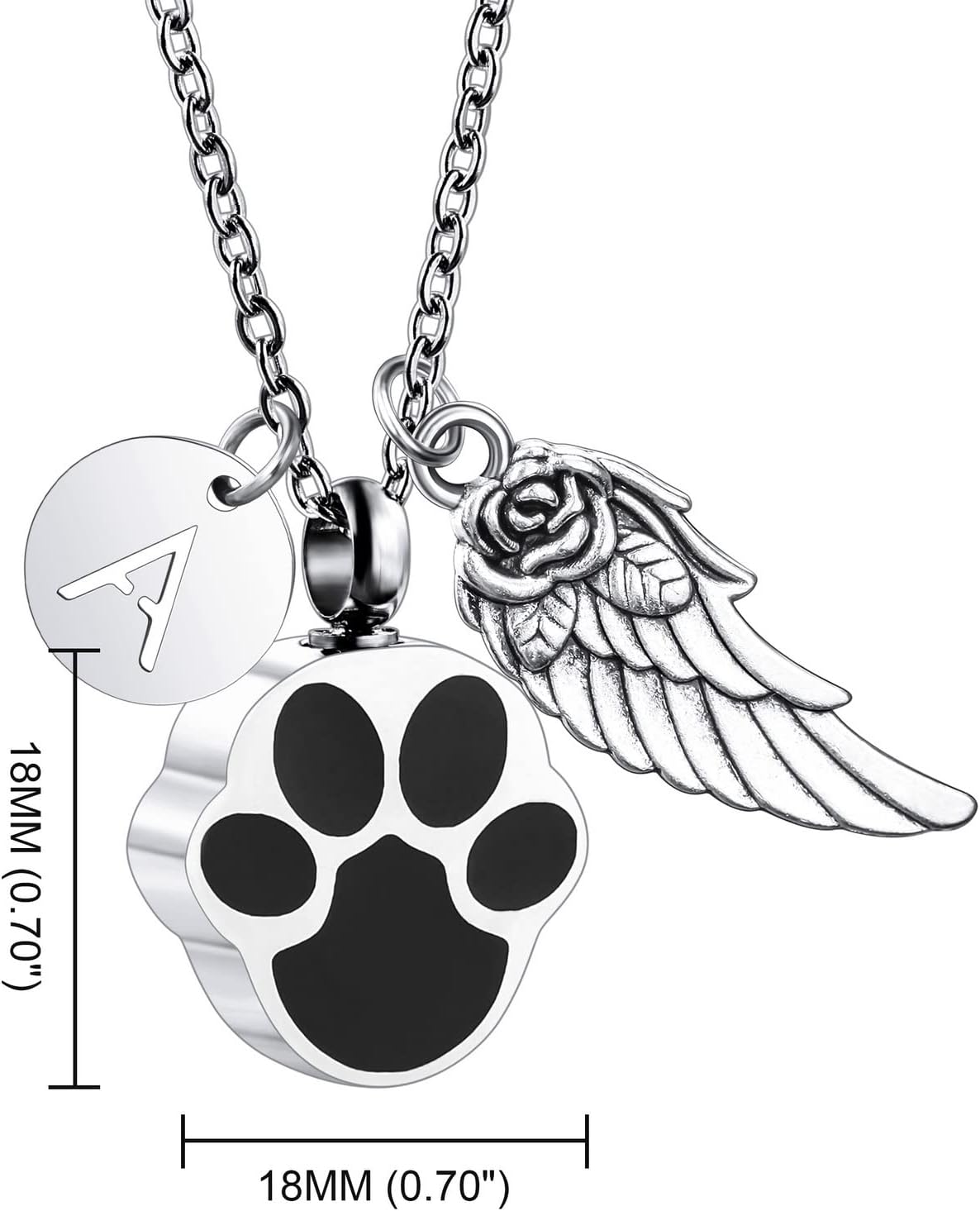 Personalized Urn Necklace for Pet Ashes Custom Photo/Name/Date Paw Print Pendant for Women Men Cremation Jewelry Memorial Keepsake for Dog/Cat/Pet Urn Necklace with Funnel Fill Kit