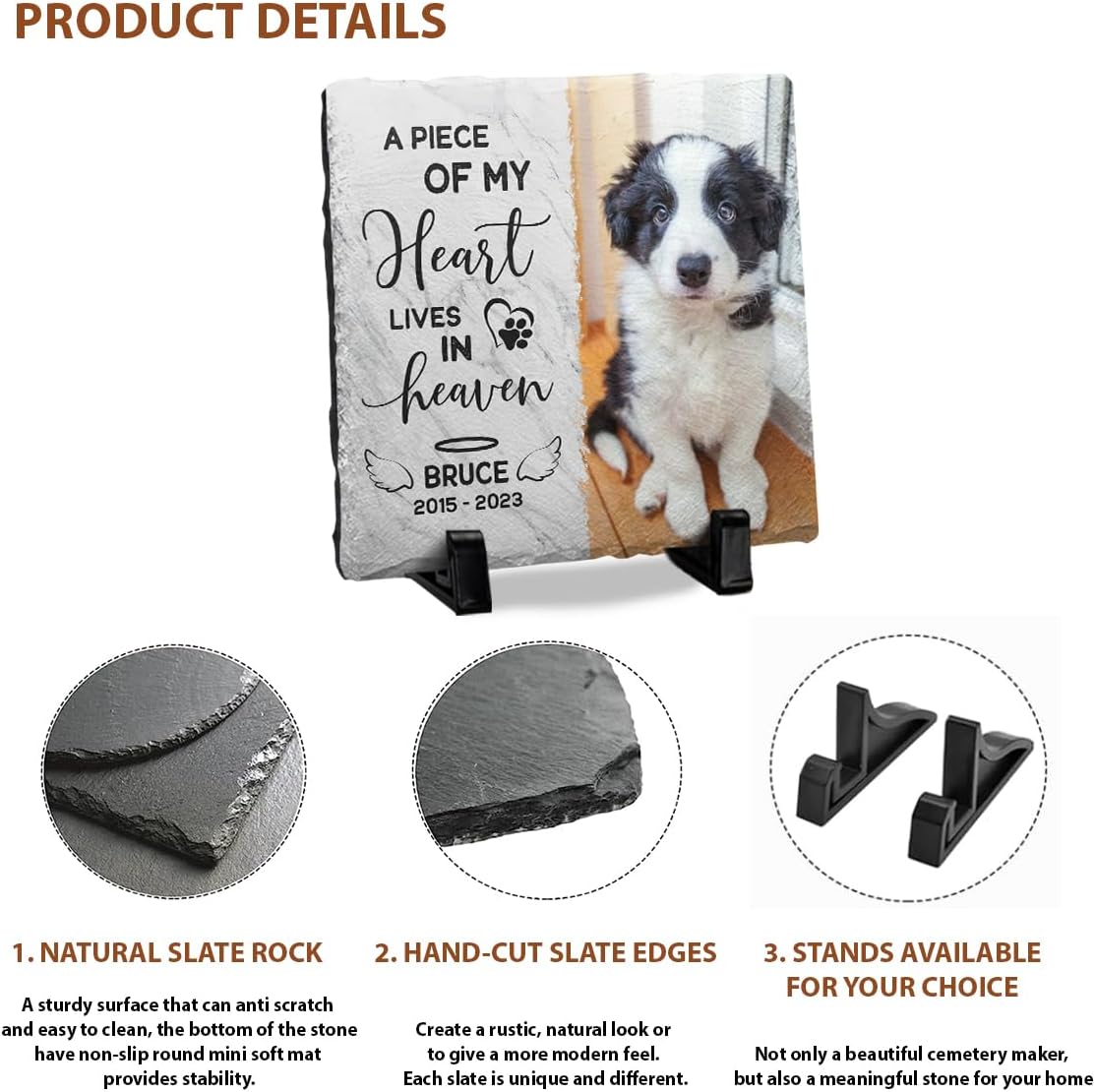 Dog Passing Away Gifts - Pet Memorial Stone - Personalized Square Shaped Pet Memorial Stones for Dogs - Dog Memorial Gifts for Loss of Dog - Cat Memorial Stone