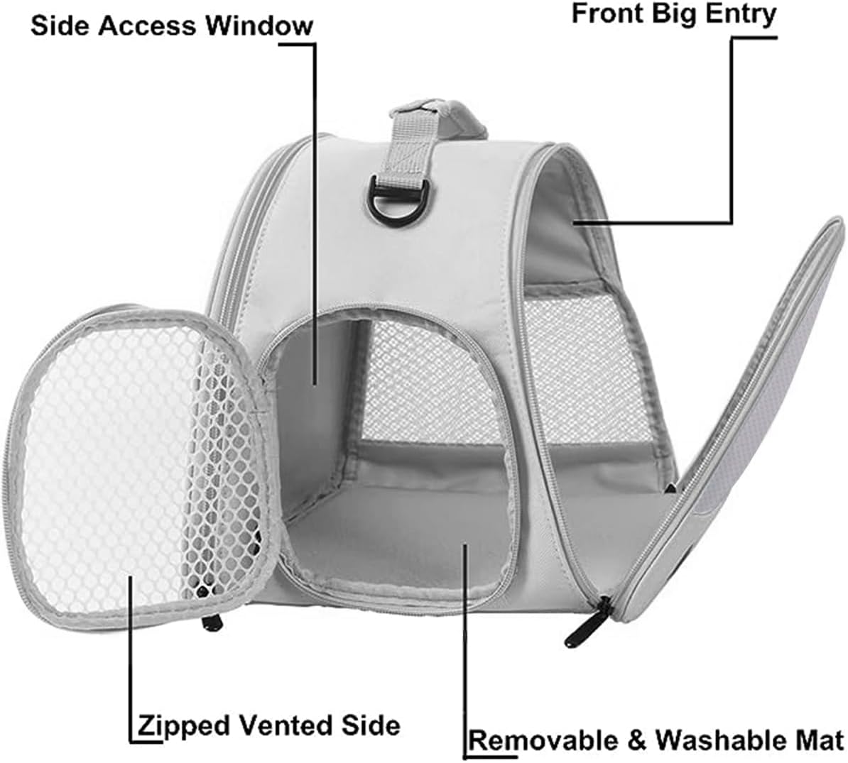 Guinea Pig Carrier Backpack, Clear Bubble Window Backpack for Guinea Pig, Bunny Rat Bird (Grey, Upgraded Mesh)