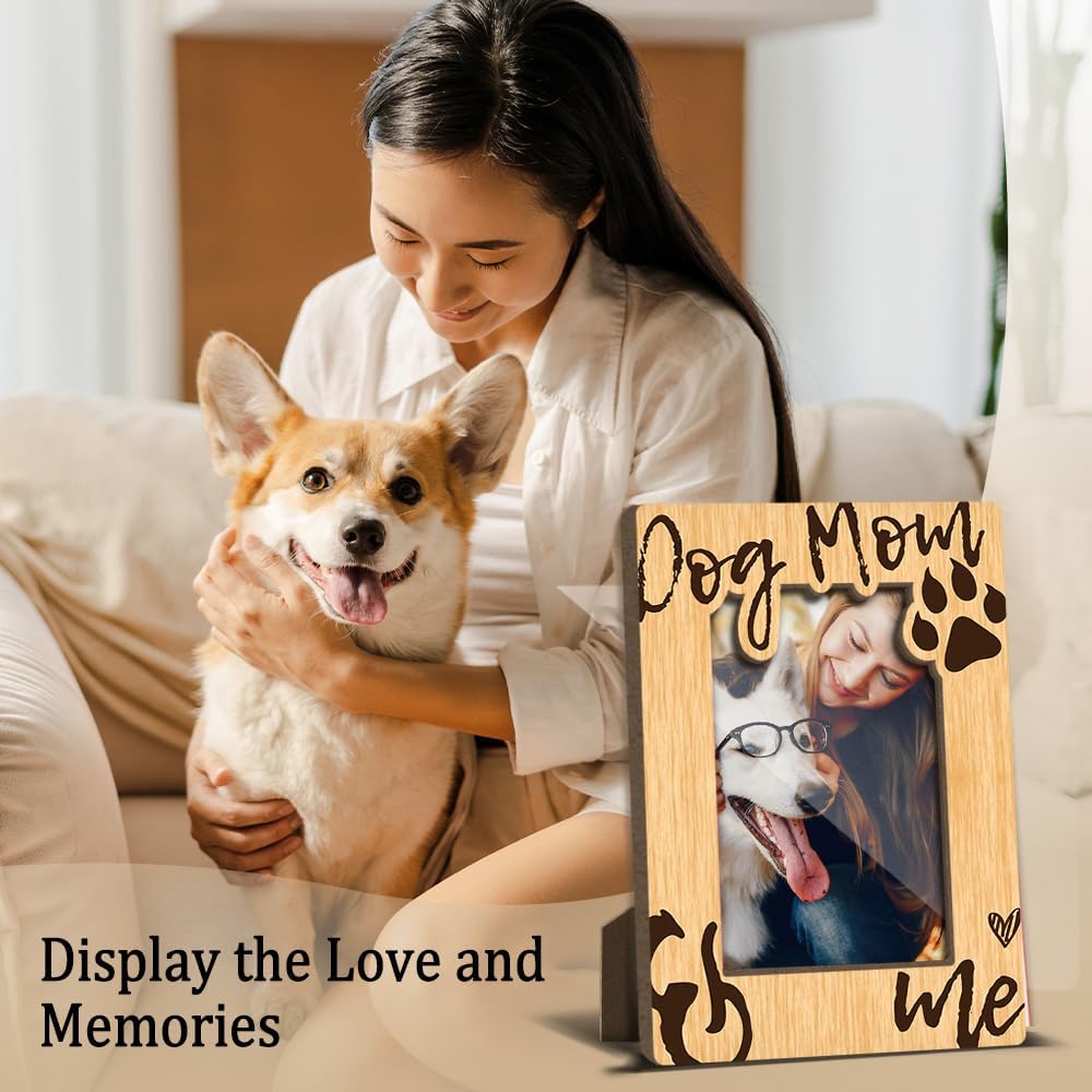 Dog Mom and Me Wooden Picture Frames Present for Dog Lover Pet Owner Women Girls Friends Puppy Memorial Keepsake Home Office Living Room Tabletop Decor Picture Picture Frames 4x6 Photo - YY018