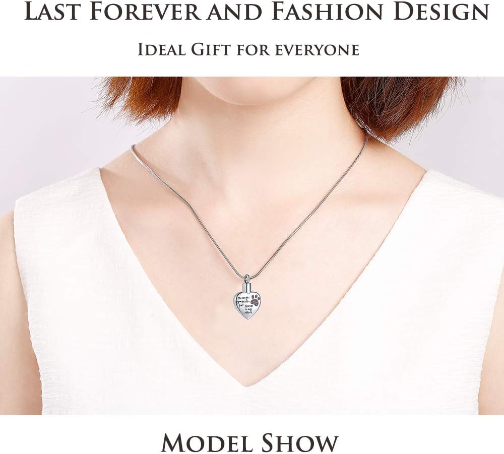 Cremation Jewelry for Ashes for Dog Cat Waterproof Pet Memorial Urn Pendant Necklace for Ashes