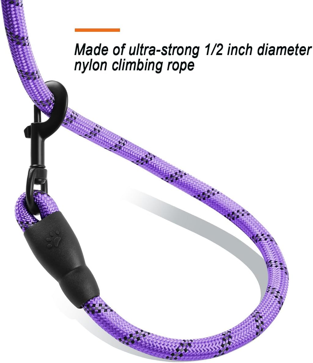 BARKBAY Dog Leashes for Large Dogs Heavy Duty Dog Leash 4/5/6 FT with Comfortable Padded Handle and Highly Reflective Threads for Medium Large Dogs Walking Training Running (4FT-1/2,Violet Purple)