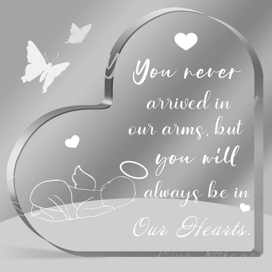 Xendelow Acrylic Decorative Signage, Heart Shaped Memorial Sign, 5 x 5 inches, Modern Style, for Grieving Mothers, Condolence, Sympathy Gifts