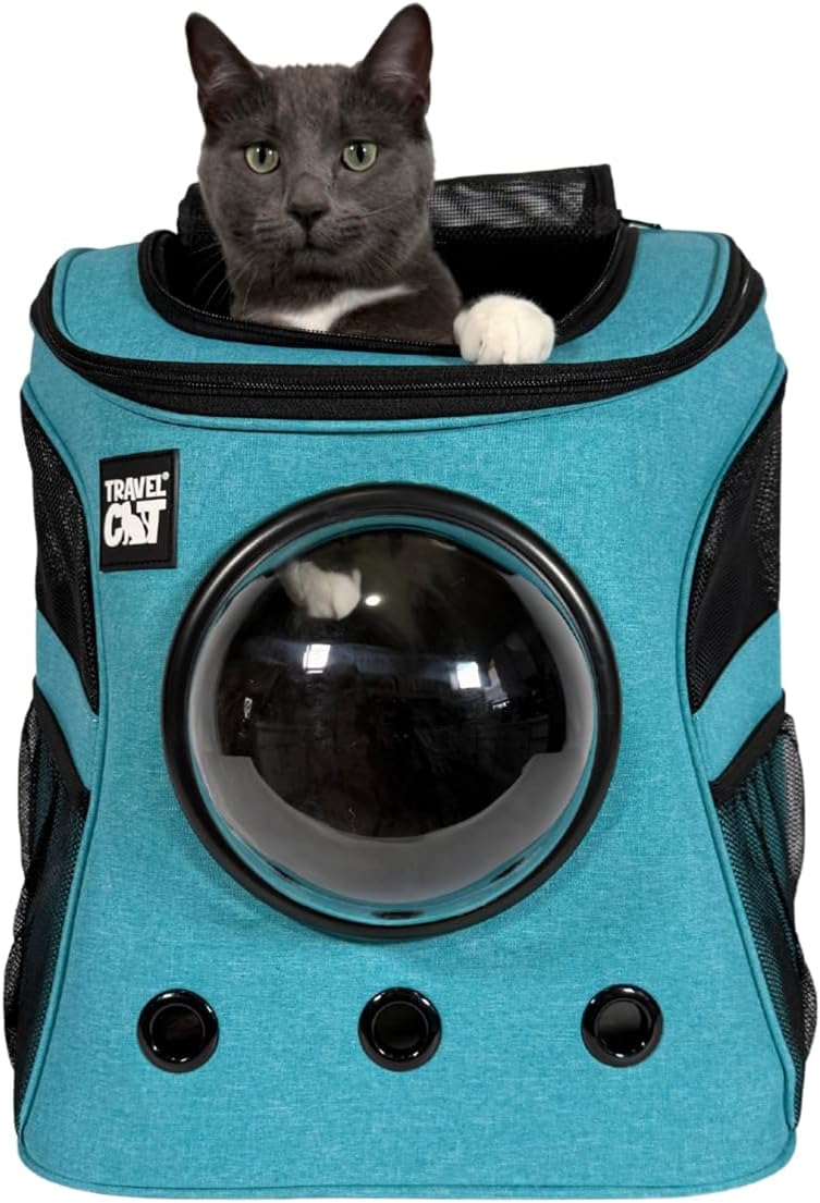 Fat Cat Backpack Carrier - Airline Approved Cat Carrier with Space Capsule Bubble for for Small Cats, Kitten - Premium Aqua Cat Carrier Backpack for Outdoor, Travel, Hiking, Pet Supplies