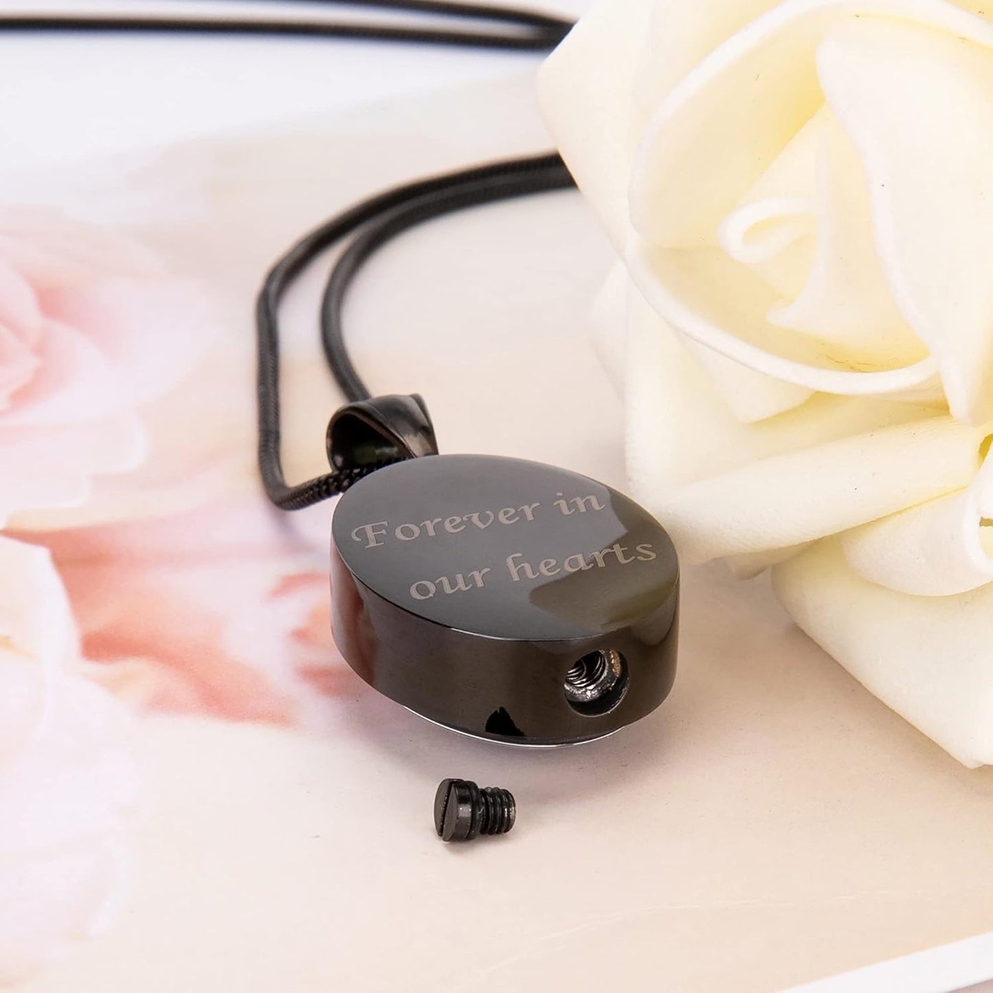 Farfume Personalized Pet Urn Necklace for Dog Cat Ashes Cremation Pet Memorial Customized Photo Text Engraving Pendant Keepsake Funeral Jewelry