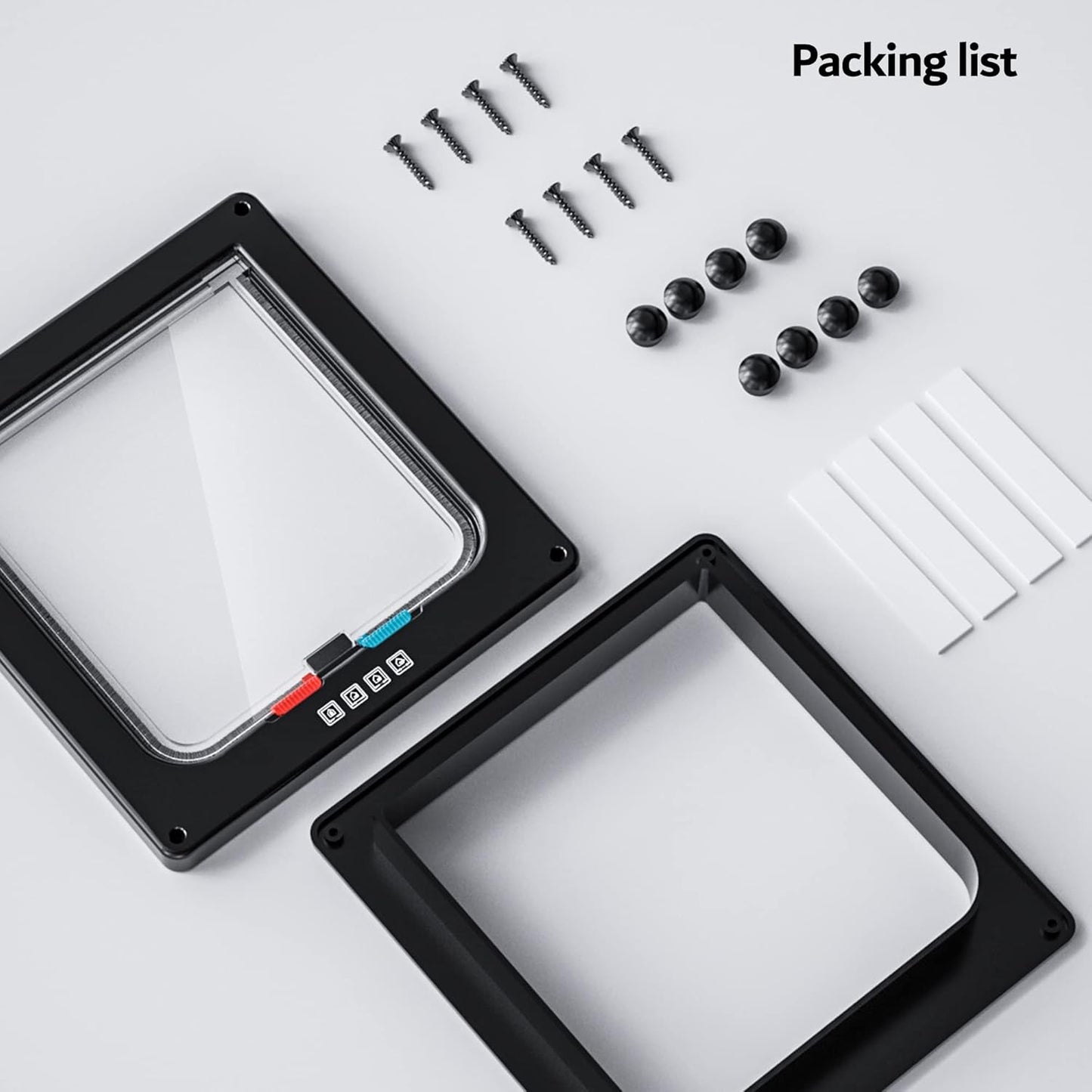 Extra Large Cat Door, Pet Door for Dog or Cat, 4 Switch Modes Locking Cat Door Interior Door Suitable for Window and Wall (Black)