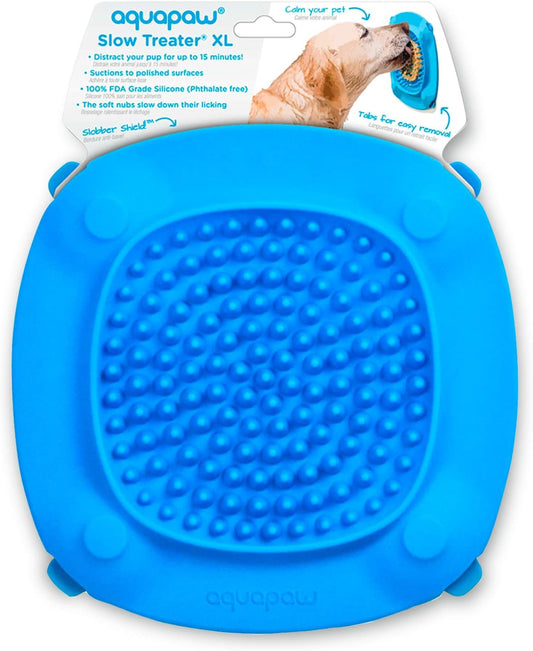 Aquapaw Lick Mat for Dogs with Suction Cups - XL, Blue, 1-Pack - Slow Feeder Lick Pads for Dogs & Grooming Enrichment - Food Mat for Peanut Butter Treats