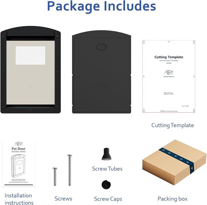 [Classicmacher] Dog Door for Large Dogs, Black Frame Door for L arge Dogs, Strong Plastic Doggy Door and L arge Pets with Sliding Lock Panel and Magnetic Soft Flap (Large, Mattle Black)