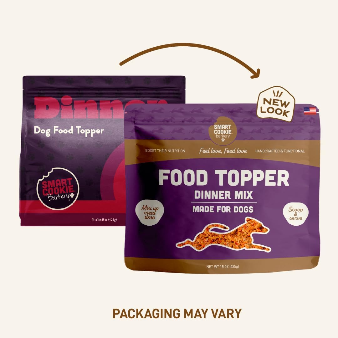 Smart Cookie Natural Dog Food Topper - Dinner - Beef Dog Meal Mixer for All Ages - Food Topper for Picky Eaters and Boosting Nutrition - Non GMO, Made in The USA - 15 oz Bag (30 Day Supply)