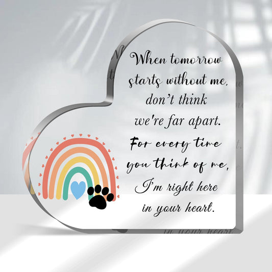 Pet Sympathy Gifts for Loss of Dog and Cat, Pet Bereavement Gifts, Pet Remembrance Gift, Pet Loss Gifts, Passing Away Gifts, Pet Footprint, Pet Sympathy Memorial Heart Shaped Acrylic Decor Sign