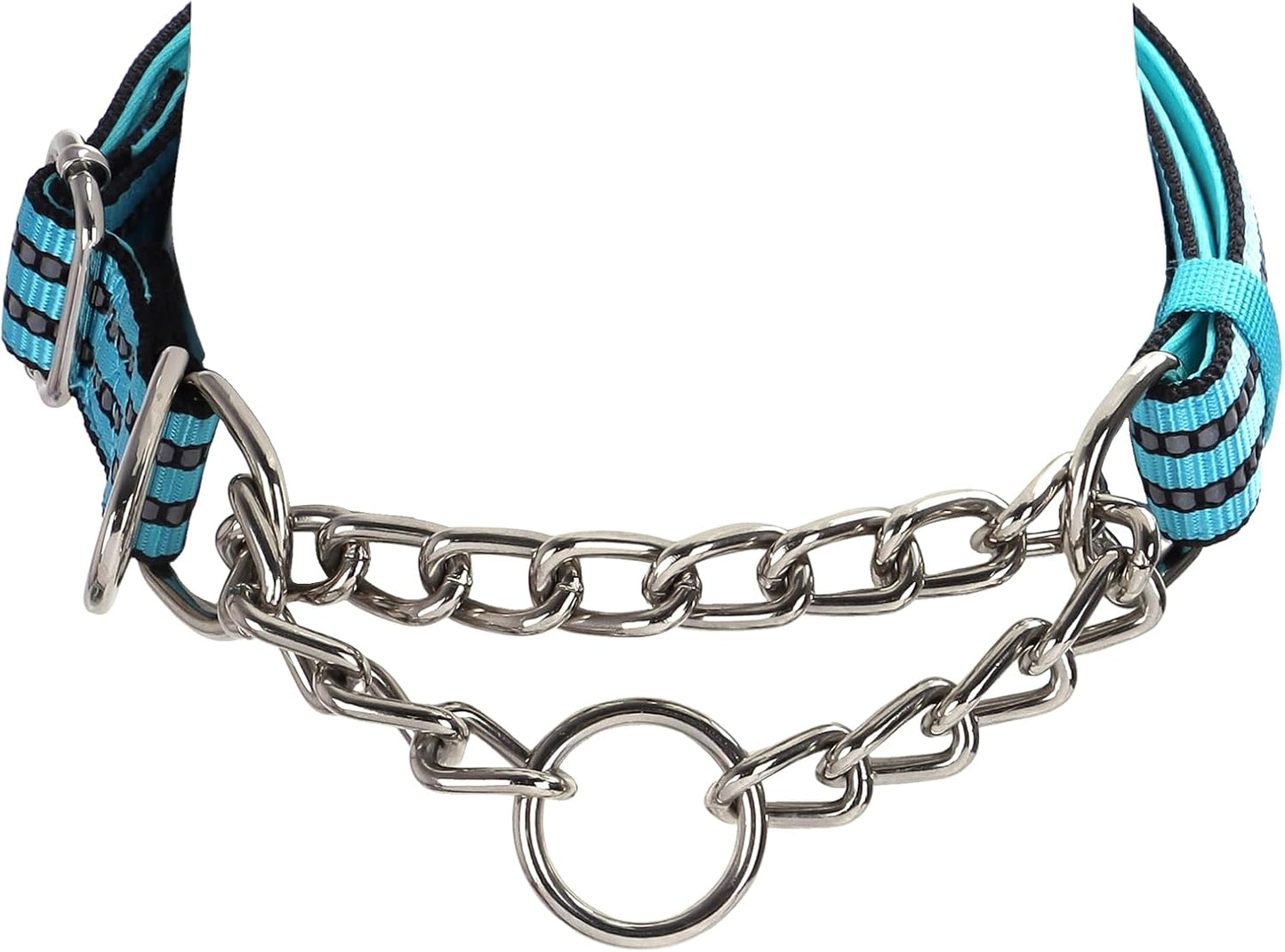 Choker Collar for Dogs，Stainless Steel Chain Martingale No Pull Slip Cinch Training Escape Proof Heavy Duty Dog Collar for Small Medium Large Pet Girl Female Dogs，Blue XL