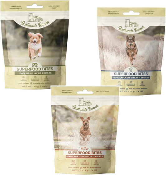 BADLANDS RANCH 4 oz. Beef Liver, Wild Salmon, Chicken Breast, Superfood Bite Bundle