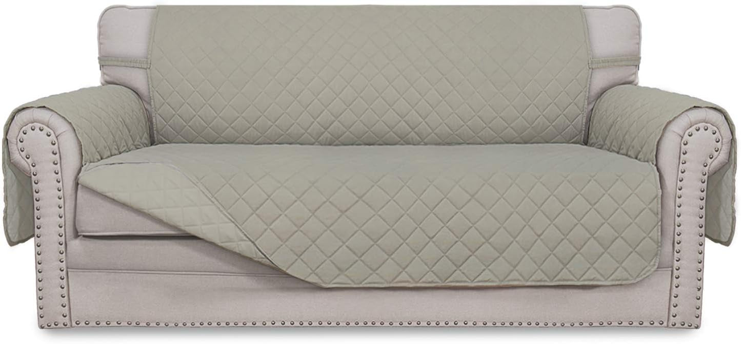 Easy-Going Sofa Slipcover Reversible Loveseat Sofa Cover Couch Cover for 2 Cushion Couch Furniture Protector with Elastic Straps for Pets Kids Dog Cat (Oversized Loveseat, Beige/Beige)