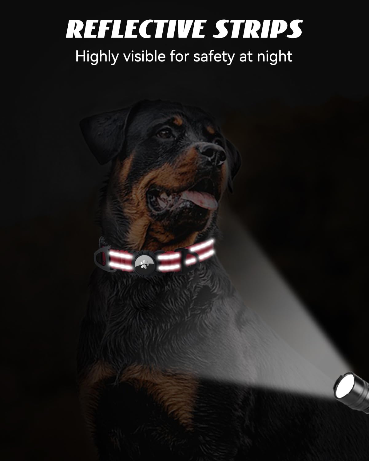 Joytale Airtag Dog Collar, Reflective Pet Collar with Waterproof AirTag Holder, Dual D-Rings, Soft Padded Adjustable for Extra Large Dogs, Red, XL