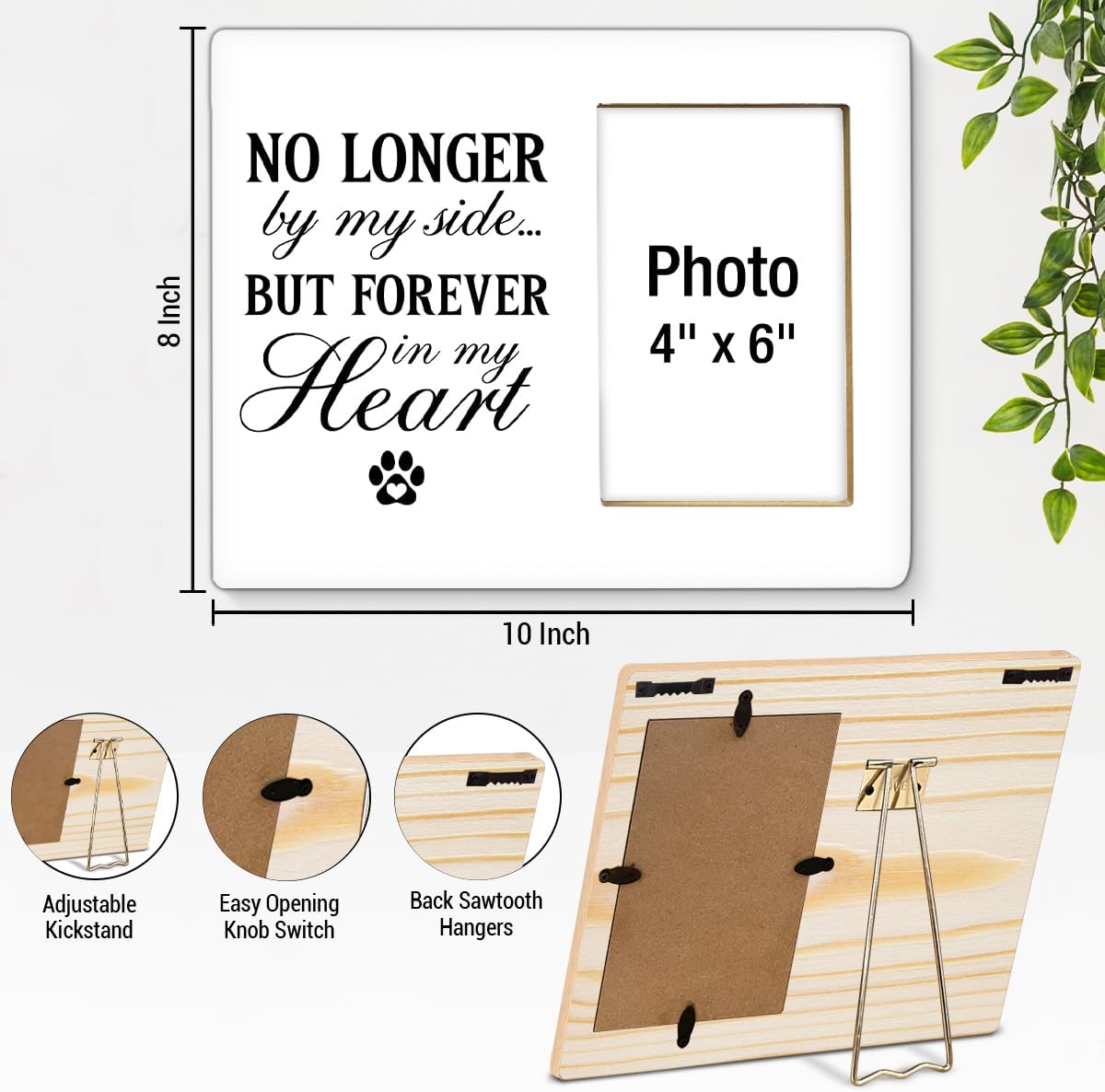 Dog Memorial Gifts for Loss of Dog Picture Frame, Pet Memorial Gifts for Dogs, Loss of Cat Sympathy Gift, Pet Bereavement Remembrance Wood Photo Frames, 4 x 6 Inch Photo