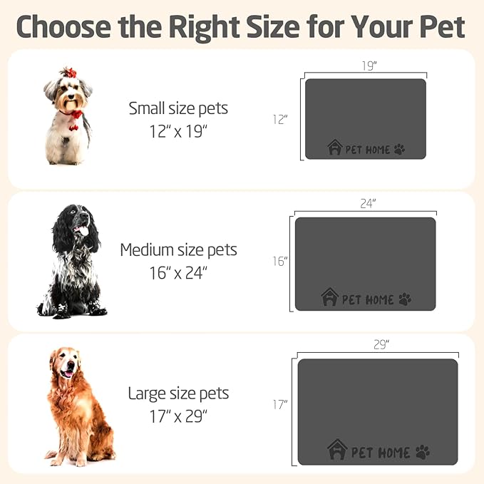 Pet Feeding Mats-Absorbent Dog Mat for Food and Water Bowl, Dog Accessories Pet Supplies, Quick Dry No Stains Water Dispenser Mat for Pet, Non-Slip Bowl mat for Messy Drinkers (Pet Home, 16"x24")