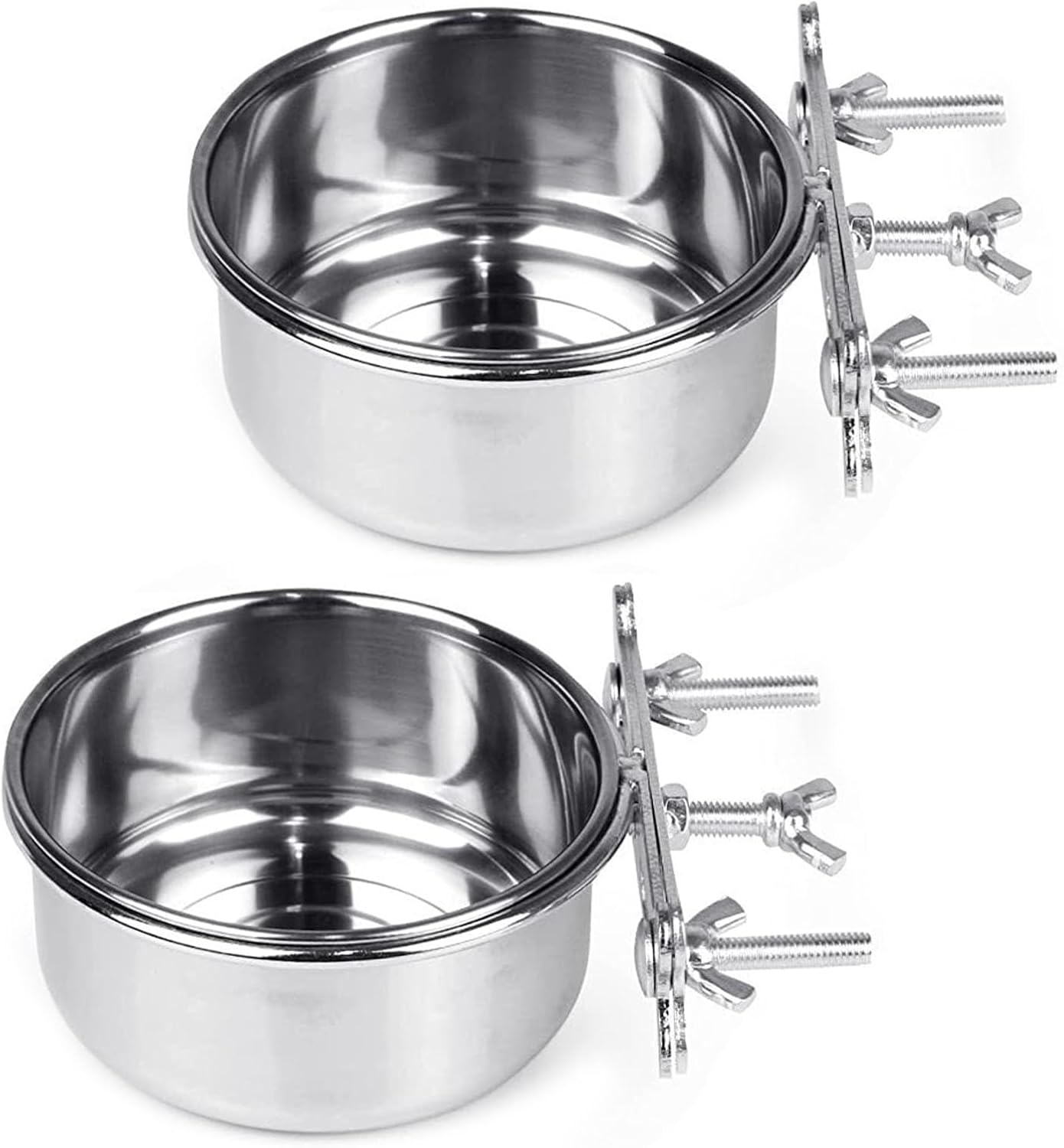 Tfwadmx 2 Pcs Bird Feeding Dish Cups,Parrot Food Bowl Clamp Holder Coop Cup Bird Cage Water Bowl for Parakeet African Greys Conure Cockatiels Lovebird Budgie Chinchilla