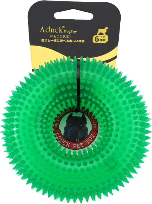 ADUCK Dog Squeaky Chew Toys for Aggressive Chewers, Small Medium Large Dogs Teeth Cleaning Soft Natural Rubber Float Toy for Indoor Outdoor Water Pool, Donut Ring Design 4.92 inch, Crystal Green