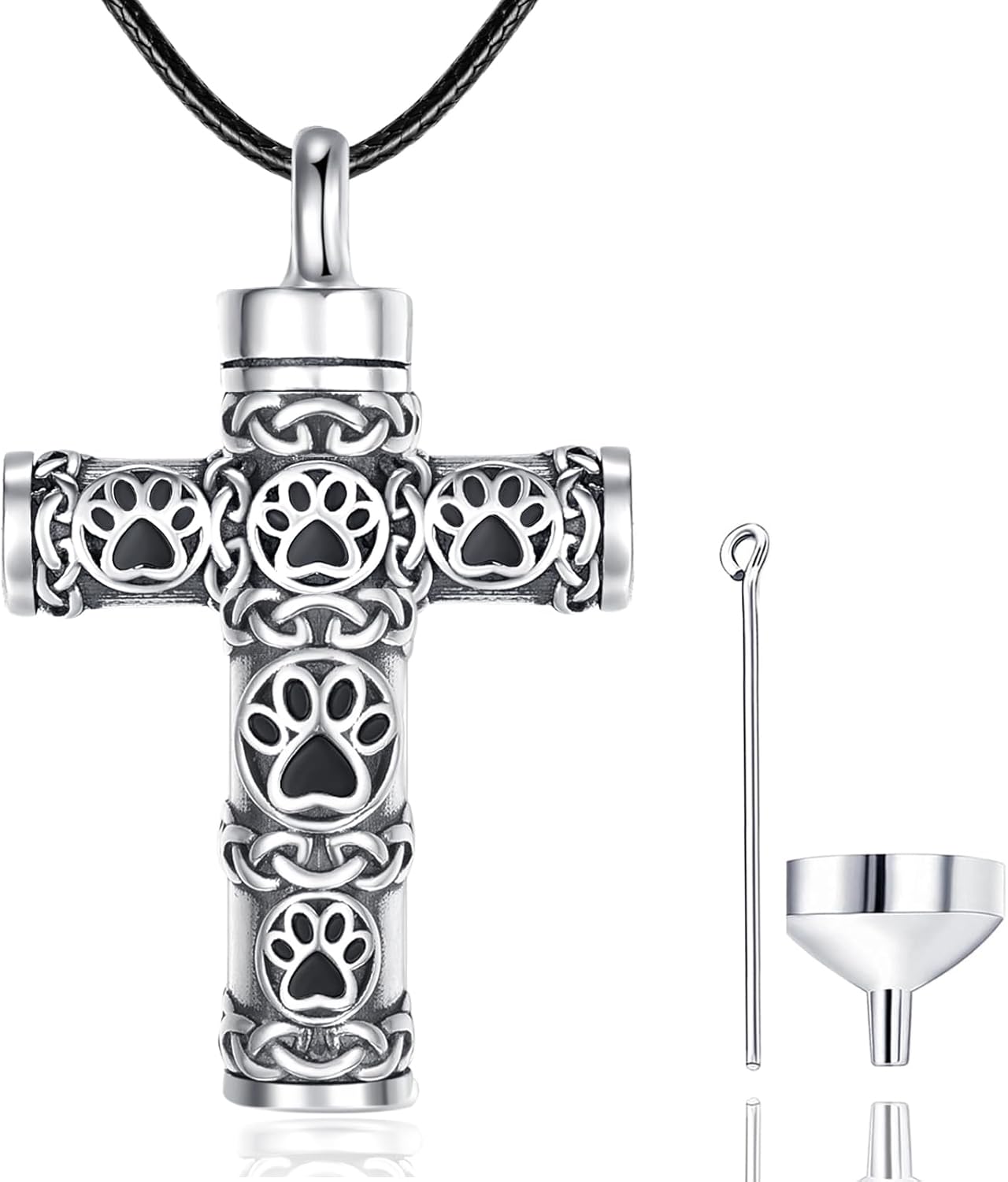 Dreamboat Pet Crematian Urn Necklace for Dog Cat Ashes 925 Sterling Silver Paw Print Keepsake Pendant Jewelry Gifts for Women Men