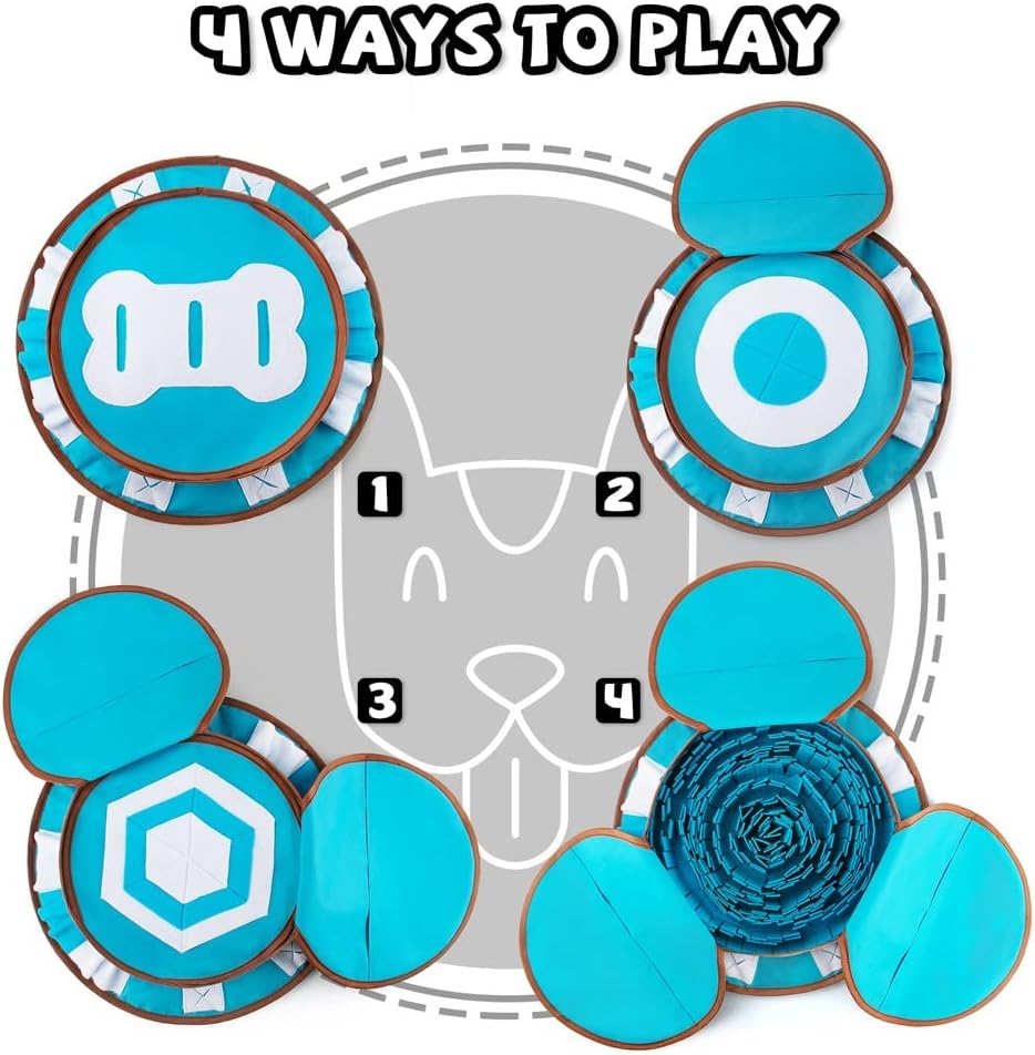 AWOOF Pet Snuffle Mat for Dogs, Interactive Feed Game for Boredom, Encourages Natural Foraging Skills for Cats Dogs Bowl Travel Use, Dog Treat Dispenser Indoor Outdoor Stress Relief (Blue)