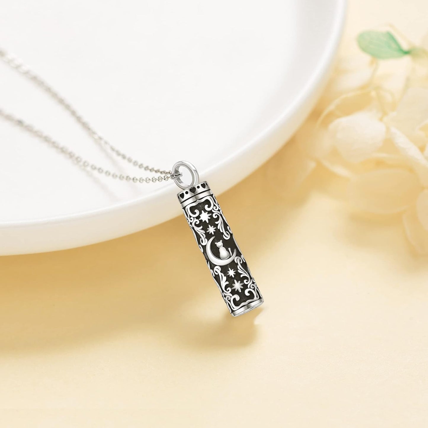 Urn Necklace for Ashes 925 Sterling Silver Cat/Fox/Dog/Opal/Guitar Pet Cremation Memorial Keepsake Jewelry for Ashes for Women