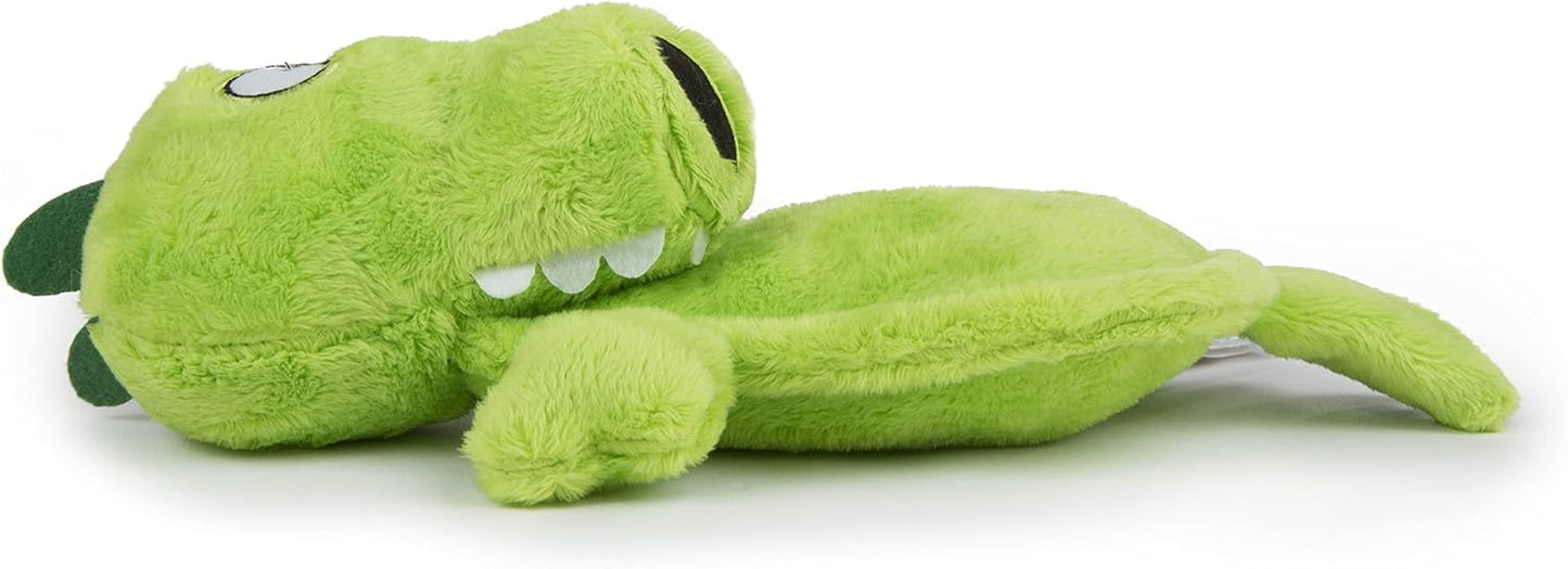 goDog Flattie Gator Silent Squeak Plush Dog Toy w/ Chew Guard Technology - Green, Large