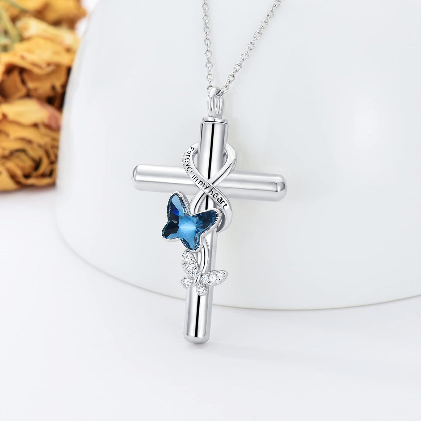 Cross Urn Necklace for Ashes 925 Sterling Silver Cremation Jewelry with Funnel Filler Kit Ashes Necklace for Human Women Girl Pets