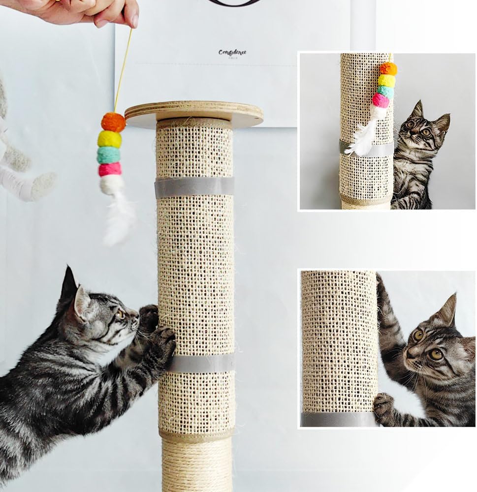 Cat Nail File Scratcher, Sisal Cat Scratch Pad Wrapped Around a Cat Scratcher Post or Cat Tower, Cat Nail File with 80 Aluminum Oxide Grit, to Help Protect Furniture and Help Trim Cat's Nails