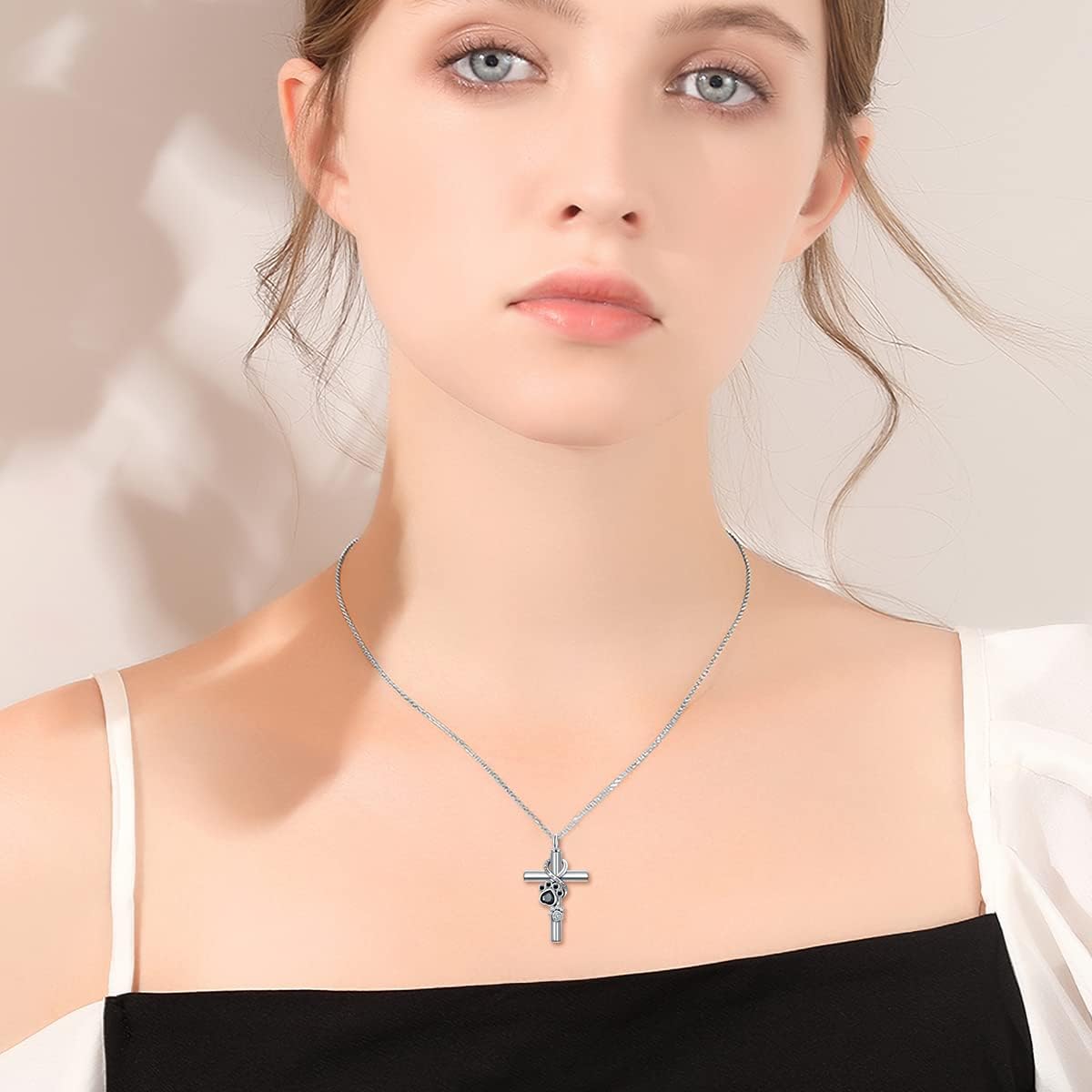 Cross Urn Necklace for Ashes 925 Sterling Silver Cremation Jewelry with Funnel Filler Kit Ashes Necklace for Human Women Girl Pets