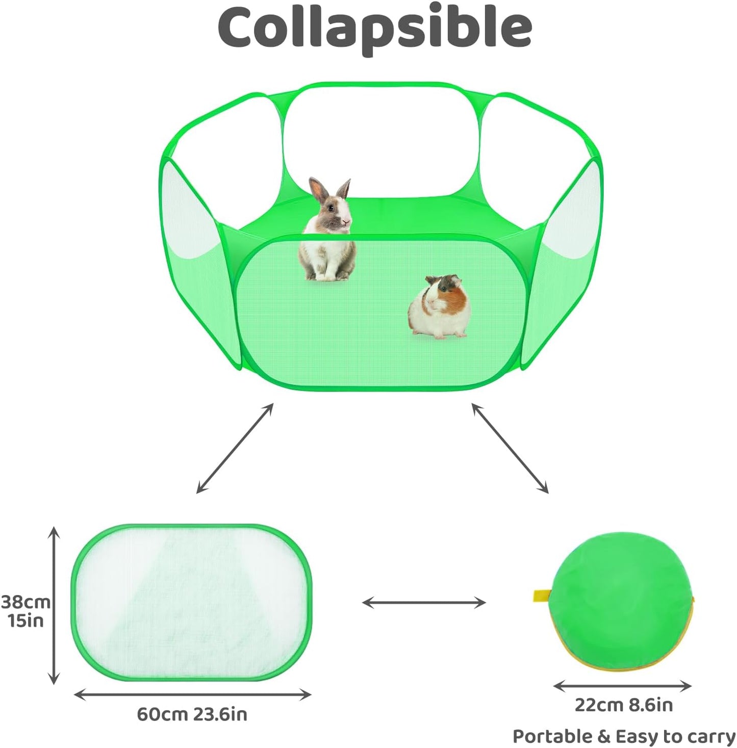 Amakunft Small Animals C&C Cage Tent, Breathable & Transparent Pet Playpen Pop Open Outdoor/Indoor Exercise Fence, Portable Yard Fence for Guinea Pig, Rabbits, Hamster, Chinchillas and Hedgehogs