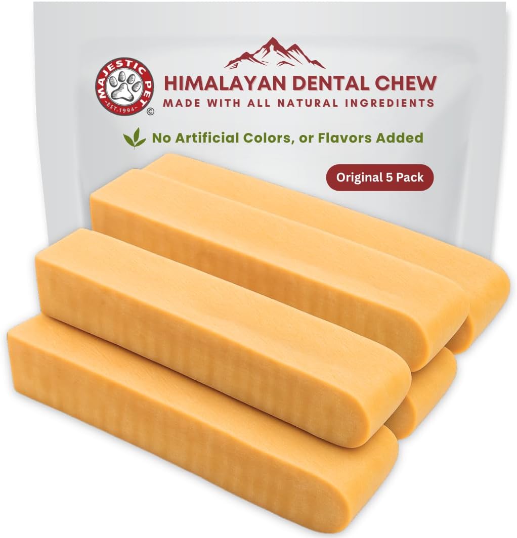Majestic Pet Himalayan All-Natural Yak Cheese Dog Chews Made with 100% Cows Milk- Long Lasting Dental Chew for Dogs - Healthy Pet Treats (Dental & Bone Support, XL, 5 Pack)