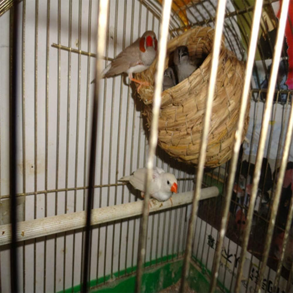 Hamiledyi Bird Nest Grass Bird Hut Outdoor Hanging Birdhouse Canary Nest Chickadee House Wren Nest Fiber Roosting Pocket for Parakeet Parrot Cockatiel Finch