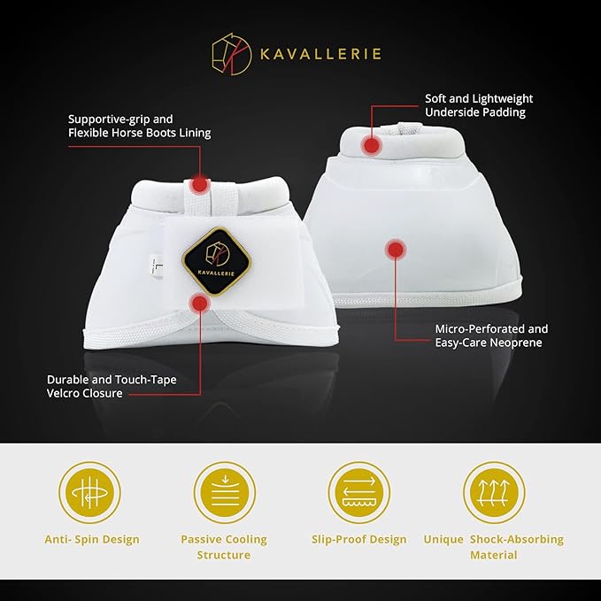 Kavallerie PRO-K Soft No Turn Bell Boots Ultimate Hoof Protection, with Anti-Spin Fastening System, Durable & Prevents Overreaching