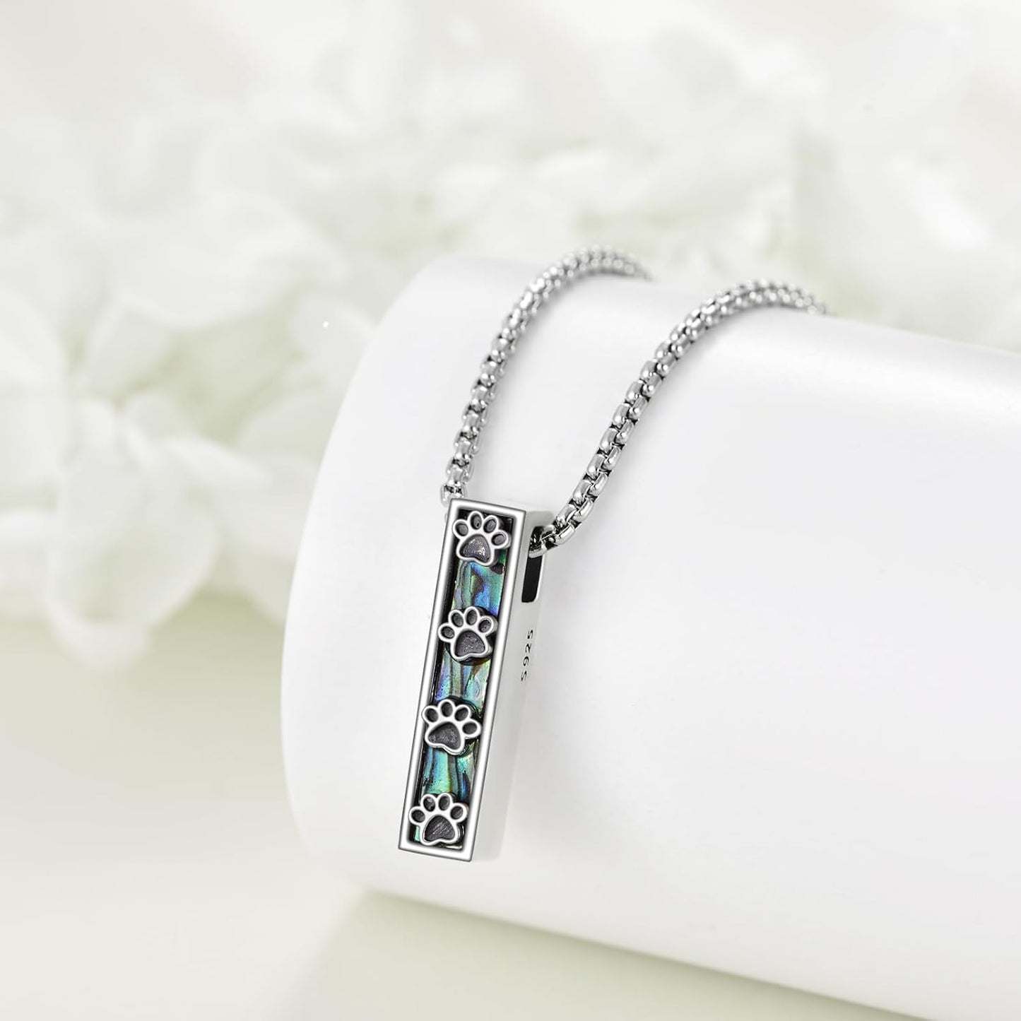 Urn Necklaces for Ashes Sterling Silver 3D Vertical Bar Memorial Pendant for Loved Ones Keepsake Cremation Jewelry Gifts for Women Men