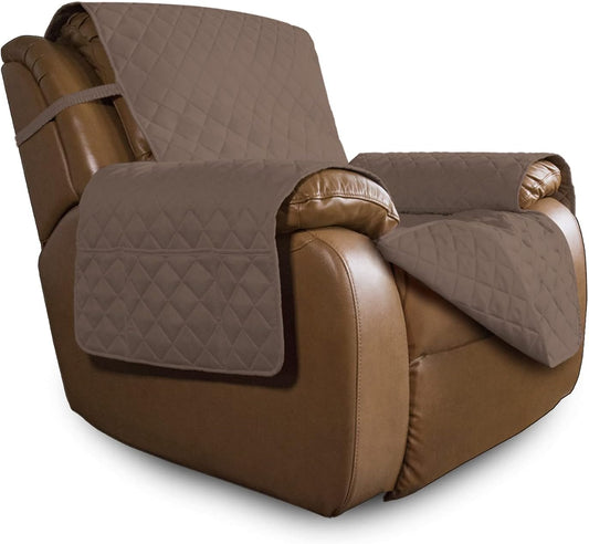 Easy-Going Oversized Recliner Chair Slipcover Reversible Sofa Cover Water Resistant Couch Cover Furniture Protector with Elastic Straps for Pets Dog (Oversized Recliner, Brown/Brown)