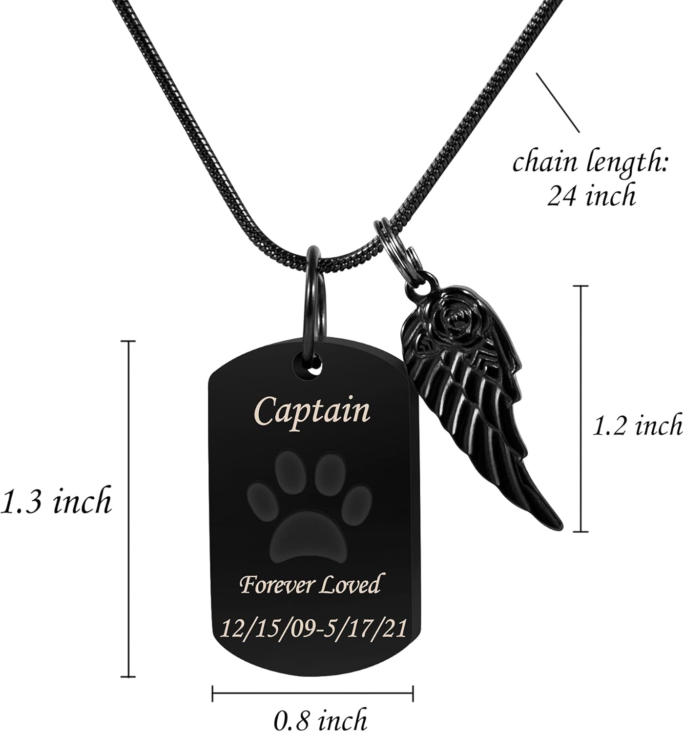 Farfume Personalized Pet Urn Necklace for Dog Cat Ashes Cremation Pet Memorial Customized Photo Text Engraving Pendant Keepsake Funeral Jewelry
