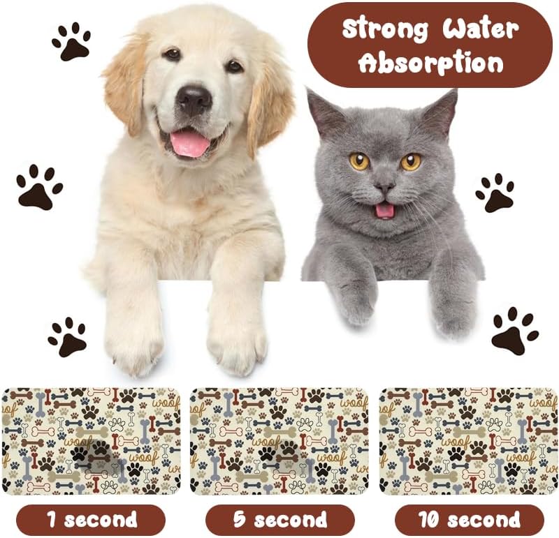Dog Food Mats for Floors Waterproof, Dog Cat Water Bowl Mats Pet Feeding Absorbent Mat Dog Cat Pet Placemats for Food and Water Beige 17 * 30 inch