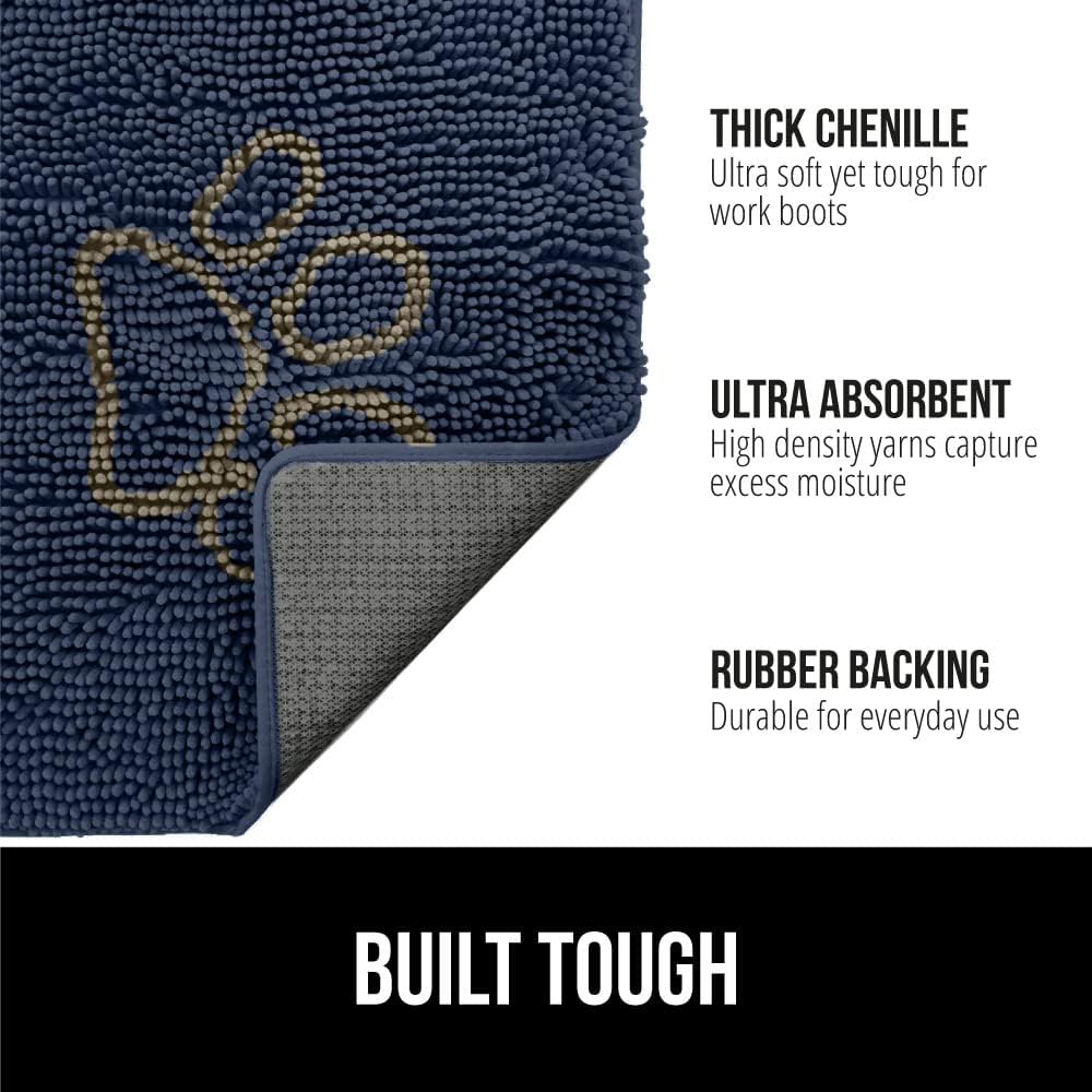 GORILLA GRIP Dog Doormat, Absorbent Doormats for Muddy Dogs Paws, Machine Washable Soakstopper Rugs, Cleaner Floors, US Designed Pet Bed Door Mat, Indoor Entrance Pets Rug, Mats 24x17 Navy