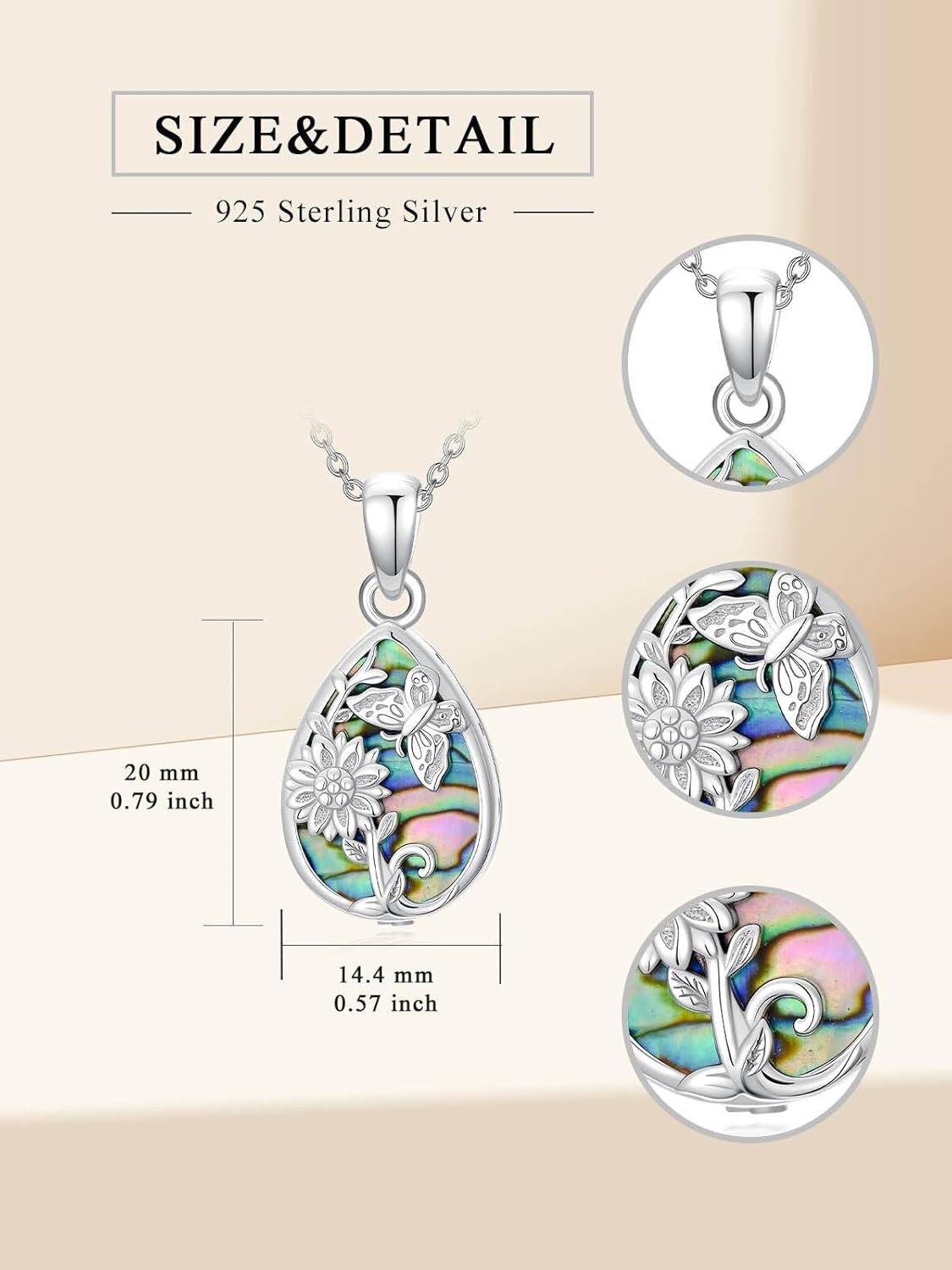 WINNICACA Urn Necklace for Ashes Sterling Silver Abalone Shell Cremation Jewelry for Ashes Jewelry Gifts for Nature Lovers Keepsake Memorial Jewelry for Women