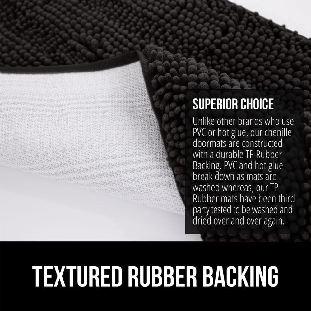 GORILLA GRIP Dog Doormat, Absorbent Doormats for Muddy Dogs Paws, Machine Washable Soakstopper Rugs, Cleaner Floors, US Designed Pet Bed Door Mat, Indoor Entrance Pets Rug, Mats 24x16 Black