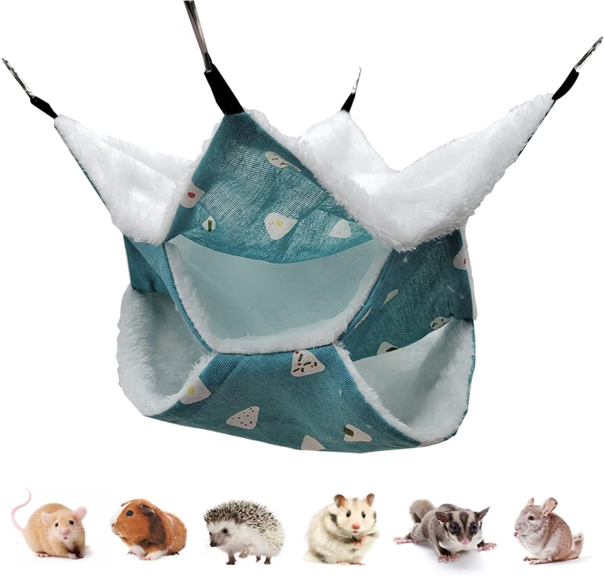 LEFTSTARER Triple-Layer Sugar Glider Hammock, Small Pet Cage Hammock, Sugar Glider Cage Accessories Hamster Bedding Small Animals Bed for Chinchilla Parrot Ferrets Rat Playing Sleeping (Candy)