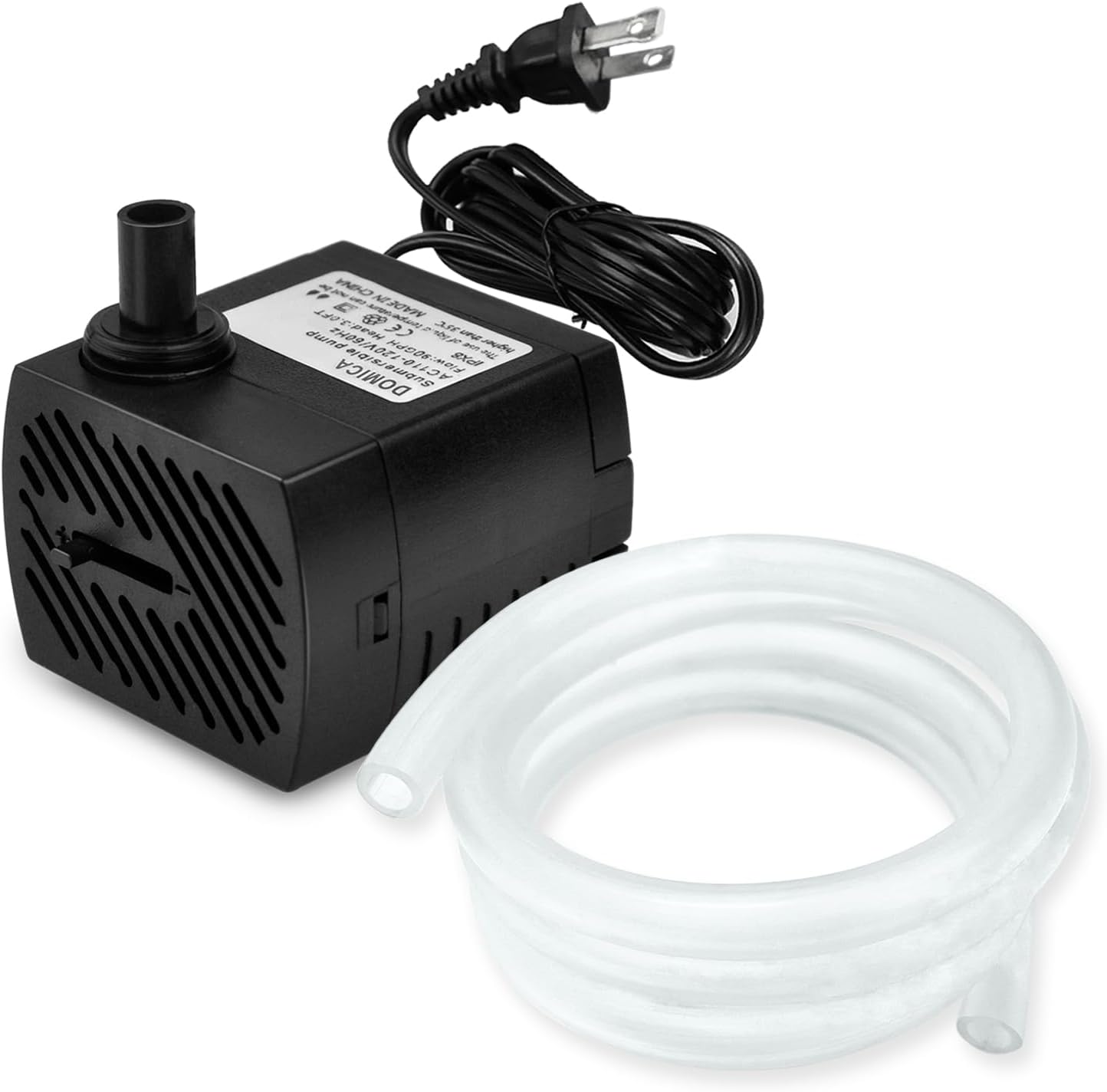 DOMICA (80GPH 4W) Mini Submersible Water Pump with 2.2FT Tube for Pond, Aquariums, Fish Tank, Hydroponics, Tabletop Fountain, Pet Fountain, Indoor or Outdoor Fountain Pump