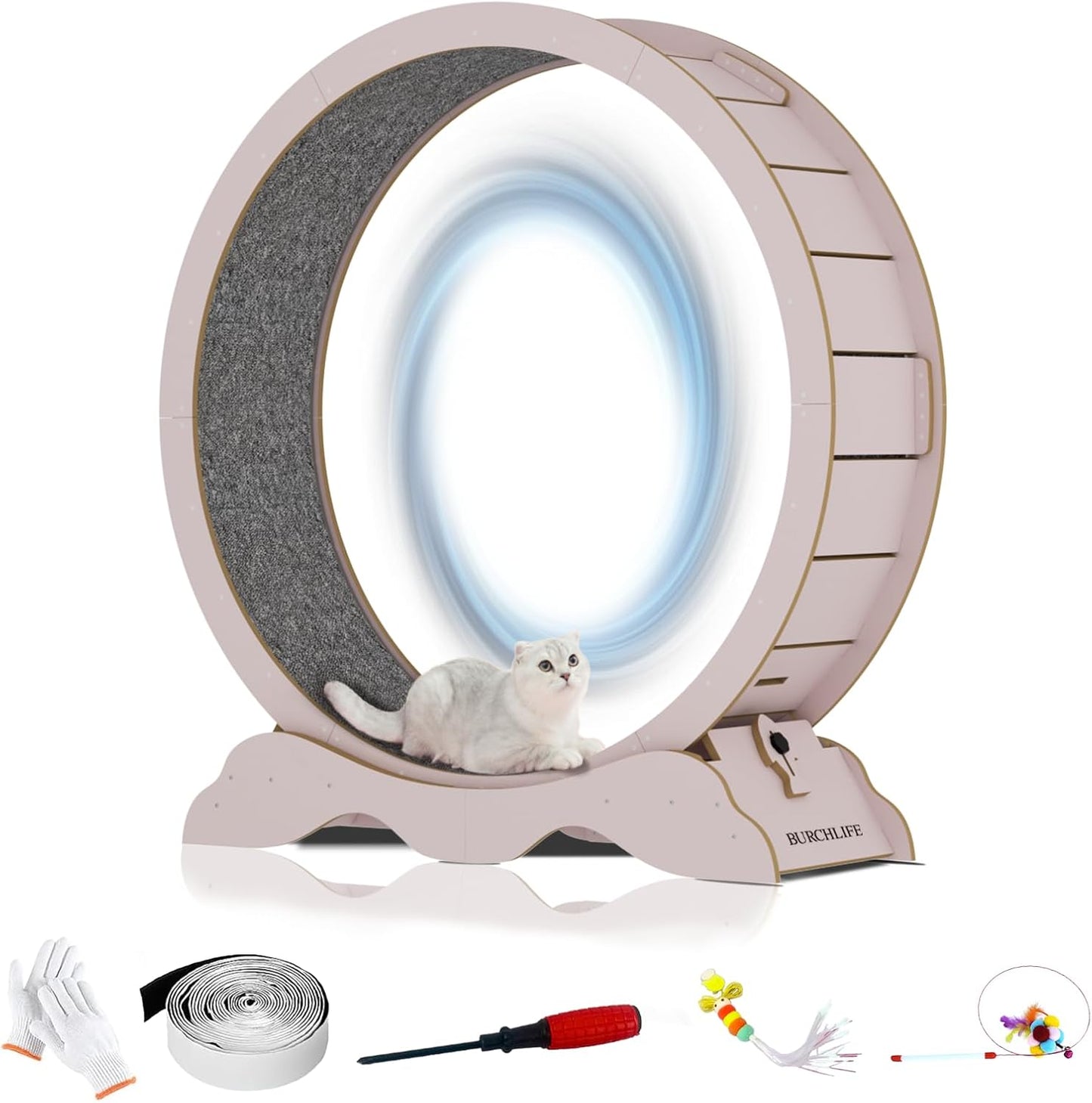 Cat Exercise Wheel 45 Inch Cat Treadmill for Indoor Cats, Running Wheel with Detachable Carpeted Runway, Cats Running Wheel Carpet Suitable for Most Pets Weight Loss and Health (Pink, XL)