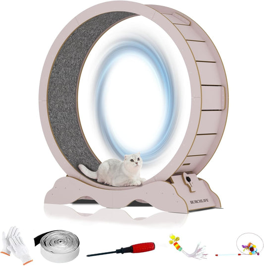 Cat Exercise Wheel 45 Inch Cat Treadmill for Indoor Cats, Running Wheel with Detachable Carpeted Runway, Cats Running Wheel Carpet Suitable for Most Pets Weight Loss and Health (Pink, XL)