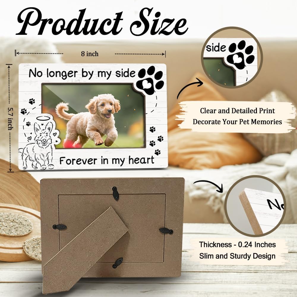 Dog Memorial Photo Frames Dog and Cat Loss Remembrance Gift Sympathy Gifts for Pet Lovers Condolence Present for Pet Owner No Longer by my Side Forever in my Heart Picture Frames 4x6 Photo - YY007